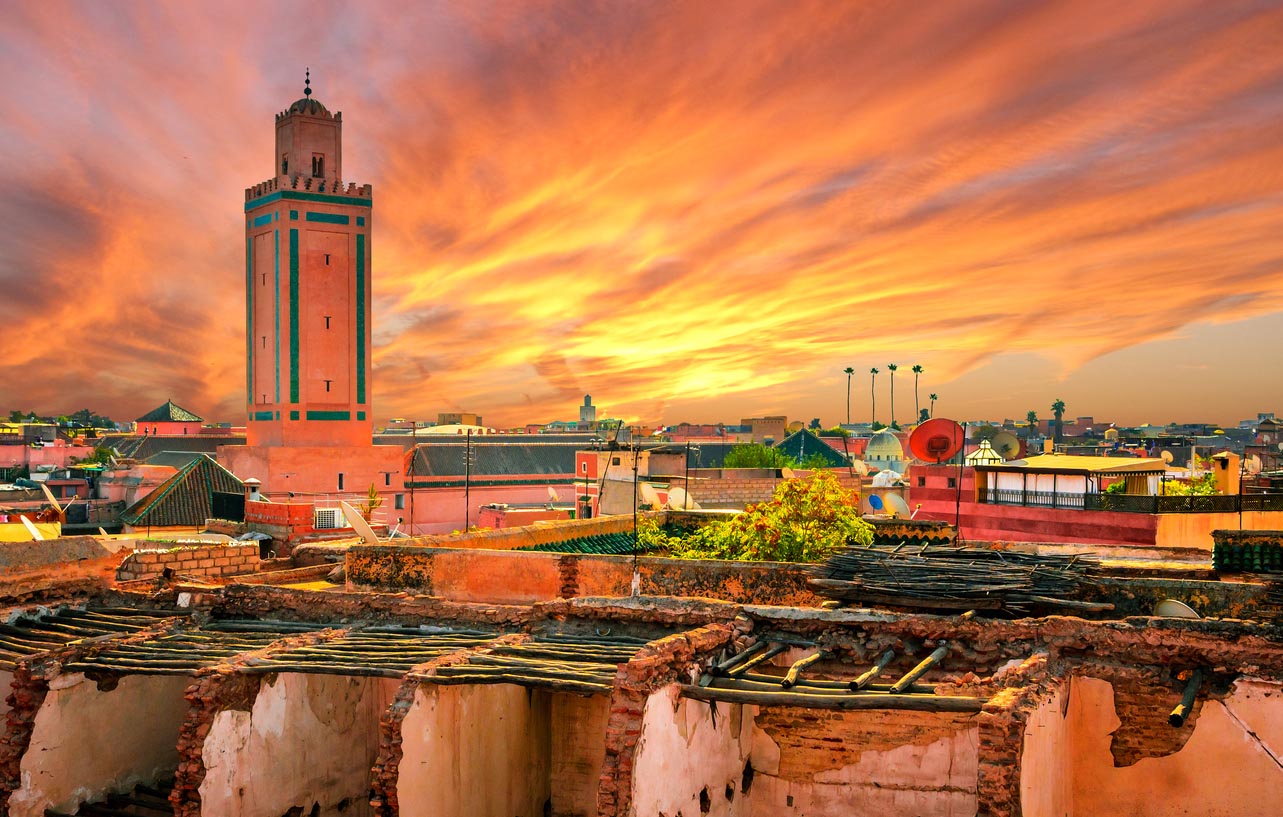 Marrakech au couché du soleil