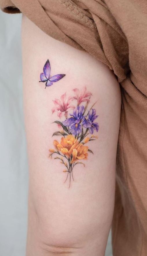 tatouage Floral Coloré 