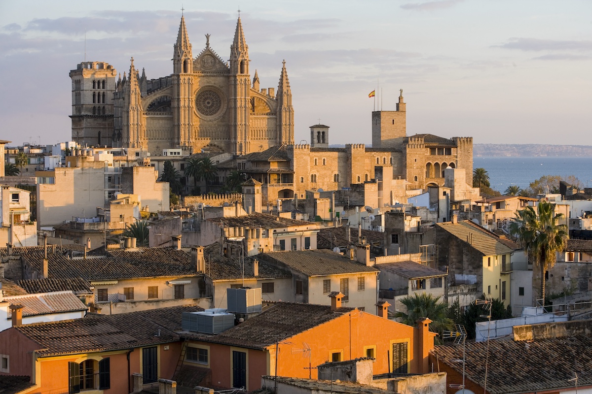 Cityscape With La Seu Cathedral And Rooftops, Palma De Mallorca , Majorca, Spain