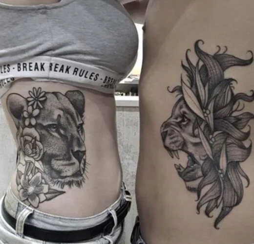 97 Couple De Lions A Fleurs En Tatouage Commun Pinterest 520x499.jpg