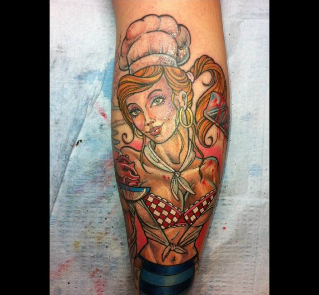 De Pommie Paul Une Pin Up Encree Sur La Jambe 1024x946