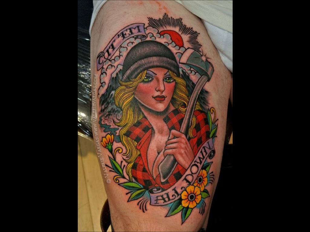Encre Par Valerie Vargas Une Pin Up Tatouee Sur La Jambe 1024x765