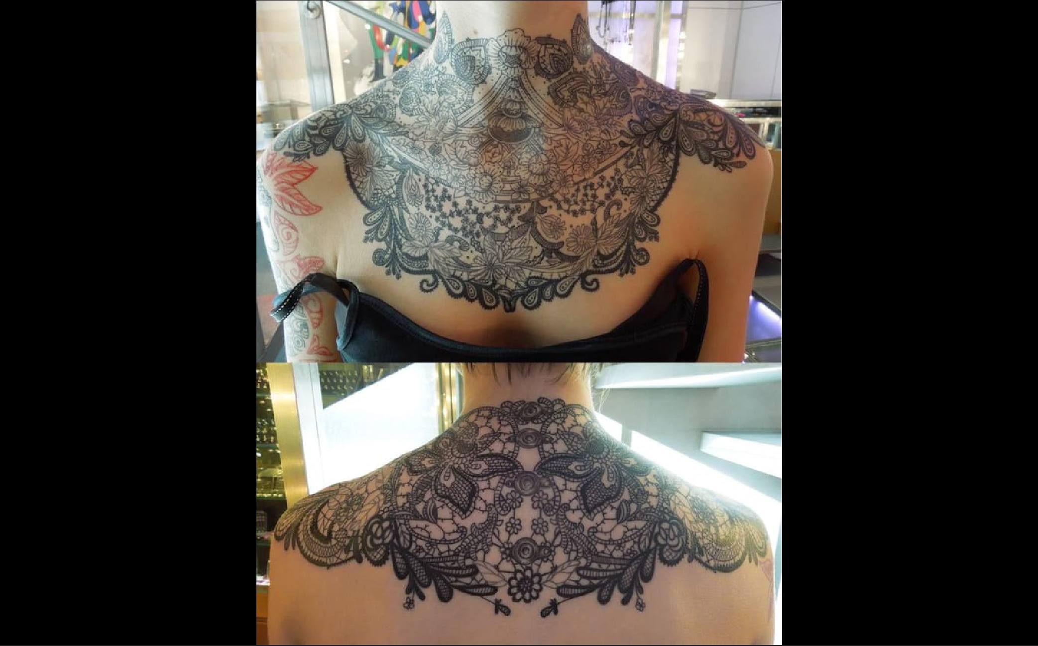Par Deexen Tatouage Dentelle Au Niveau Du Cou Et Des Epaules