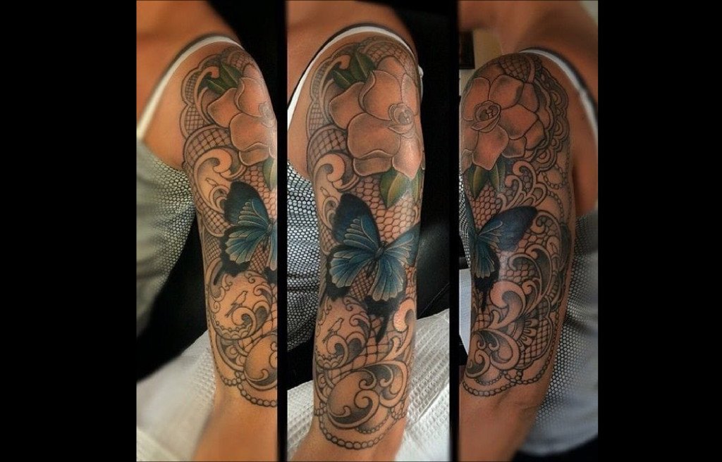 Pique Par Laura Jade Tatouage Avec De La Dentelle Et Un Papillon 1024x656