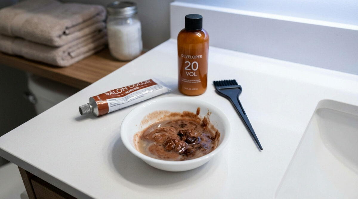 Degraded Hair Dye On Modern Bathroom Vanity