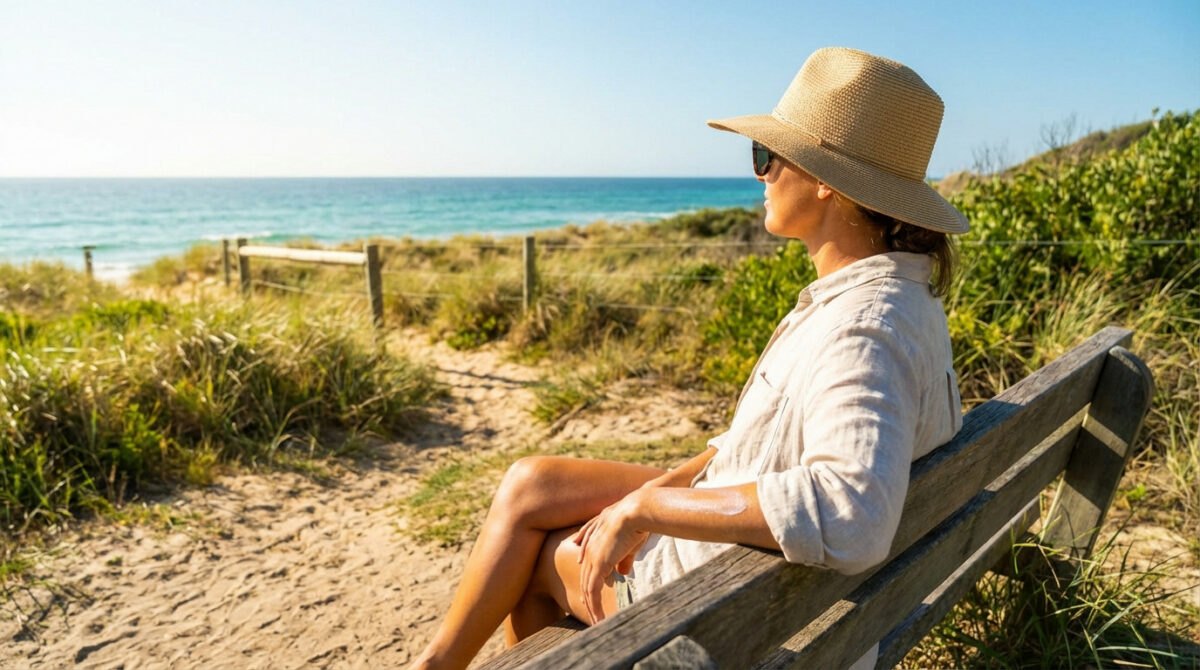 Golden Tan And Sun Protection At The Beach